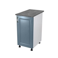 Corp inferior cu 1 Usa Zebra, Alb / MDF Albastru si blat Beton 40 x 85 x 60